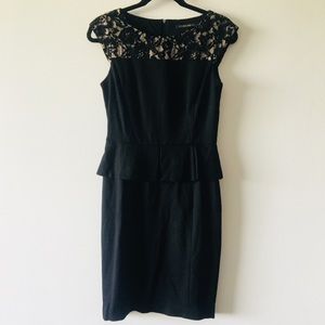 Cynthia Steffe Black peplum Dress with lace yoke